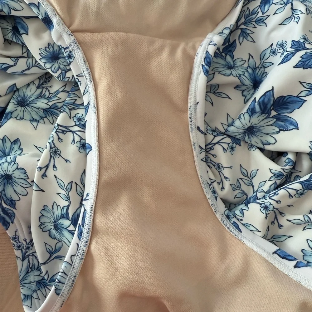 Maternity Floral Blue and White Wrap one piece  Swimsuit xl - Picture 3 of 5